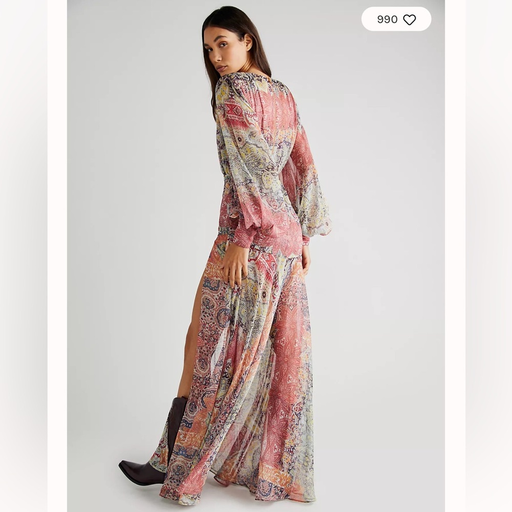 NWT Bronx and Banco Farah Maxi Dress - Red/Multi - Size: US 8/L - Picture 3 of 9